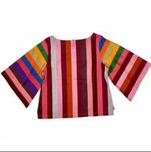 Anthropologie Geisha designs stripe rainbow bell sleeve top M